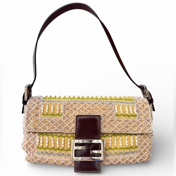 Fendi Handbags - Vintage Fendi beaded baguette 1998